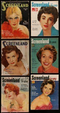 6m214 LOT OF 6 SCREENLAND MAGAZINES '30s-50s filled with great movie images & information!