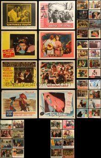 6m087 LOT OF 48 LOBBY CARDS '40s-60s great scenes from a variety of different movies!