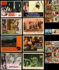 6m092 LOT OF 26 HORROR LOBBY CARDS '50s-70s great scenes from a variety of scary movies!