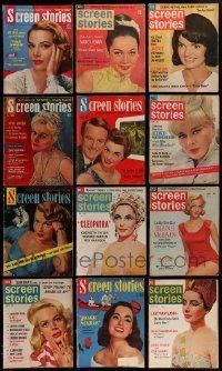 6m196 LOT OF 12 SCREEN STORIES MAGAZINES '50s-60s filled with great movie images & information!