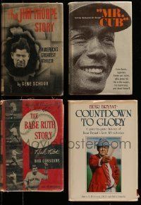 6m141 LOT OF 4 SPORTS BIOGRAPHY HARDCOVER BOOKS '60s-80s Jim Thorpe, Ernie Banks, Babe Ruth!