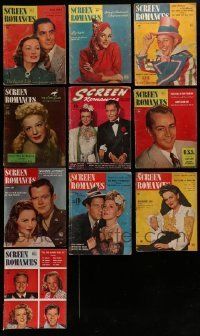 6m202 LOT OF 10 SCREEN ROMANCES MAGAZINES '40s great movie star images & information!