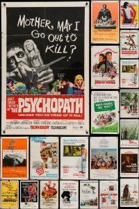 6m053 LOT OF 50 FOLDED ONE-SHEETS '60s-70s great images from a variety of different movies!