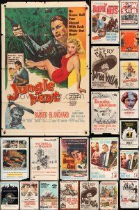 6m055 LOT OF 45 FOLDED ONE-SHEETS '50s-80s great images from a variety of different movies!