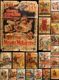 6m006 LOT OF 41 FOLDED MEXICAN POSTERS '50s-60s great images for a variety of different movies!