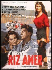 6p595 BITTER RICE French 1p R80s art of primitive beauty Silvana Mangano & Vittorio Gassman!