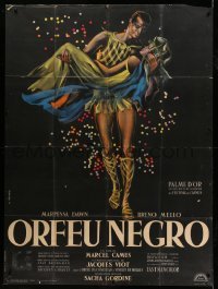6p597 BLACK ORPHEUS French 1p '59 Marcel Camus' Orfeu Negro, best art by Georges Allard!