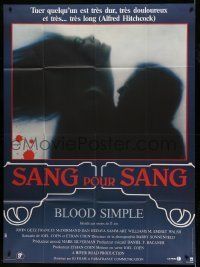 6p599 BLOOD SIMPLE French 1p '85 Joel & Ethan Coen, different film noir silhouette artwork!