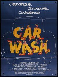 6p614 CAR WASH French 1p '77 written by Joel Schumacher, great different title treatment art!