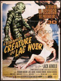 6p640 CREATURE FROM THE BLACK LAGOON French 1p R12 great c/u of monster grabbing sexy Julie Adams!