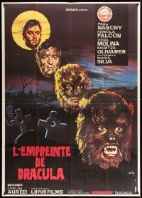 6p645 CURSE OF THE DEVIL French 1p '75 different Jano art of Naschy in werewolf transformation!