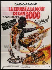 6p650 DEATH RACE 2000 French 1p '76 David Carradine, completely different art by Roger Boumendil!