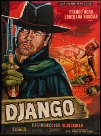 6p667 DJANGO French 1p '66 Sergio Corbucci, Belinsky spaghetti western art of Franco Nero w/ gun!