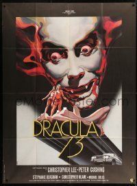 6p674 DRACULA A.D. 1972 French 1p '73 different Landi art of Christopher Lee & sexy naked ladies!
