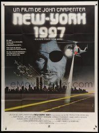 6p684 ESCAPE FROM NEW YORK French 1p '81 John Carpenter, cool close up of Kurt Russell as Snake!