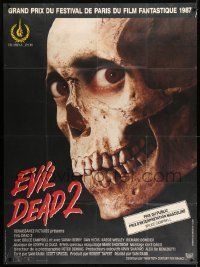 6p688 EVIL DEAD 2 French 1p '87 Dead By Dawn, directed by Sam Raimi, huge close up of creepy skull!