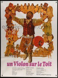 6p697 FIDDLER ON THE ROOF French 1p '71 cool artwork of Topol & cast by Ted CoConis!