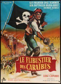 6p789 L'AVVENTURIERO DELLA TORTUGA French 1p '65 cool different Allard art of pirate Guy Madison!