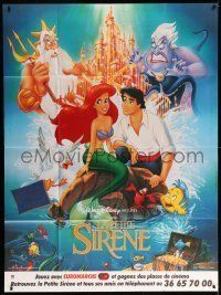 6p803 LITTLE MERMAID French 1p '90 great image of Ariel & cast, Disney underwater cartoon!