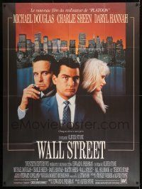 6p976 WALL STREET French 1p '87 Michael Douglas, Charlie Sheen, Daryl Hannah, Oliver Stone!