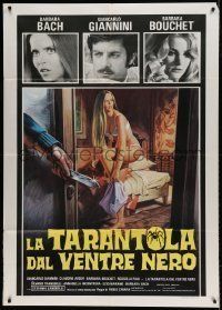 6p096 BLACK BELLY OF THE TARANTULA Italian 1p '72 art of sexy Barbara Bach stalked by killer!