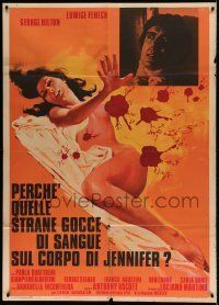 6p111 CASE OF THE BLOODY IRIS Italian 1p '72 artwork of sexy naked Edwige Fench covered in blood!
