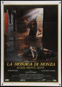 6p128 DEVILS OF MONZA Italian 1p '87 wild Piero nunsploitation art of nun & creepy guy with cross!