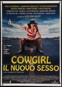 6p142 EVEN COWGIRLS GET THE BLUES Italian 1p '95 great image of sexy hitchhiker Uma Thurman!