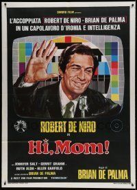 6p156 HI MOM! Italian 1p '78 different art of Robert De Niro on TV, directed by Brian De Palma!