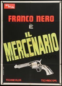 6p206 MERCENARY day-glo teaser Italian 1p '69 Il Mercenario, cool artwork of revolver under title!