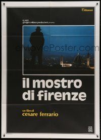 6p209 MONSTER OF FLORENCE Italian 1p '86 creepy serial killer's silhouette looking over the city!