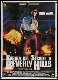 6p260 TAKING OF BEVERLY HILLS Italian 1p '92 Crispino art of Ken Wahl holding Molotov cocktail!