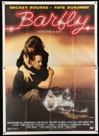 6p009 BARFLY Italian 2p '87 Mickey Rourke, Faye Dunaway, different Symeoni art of broken glass!