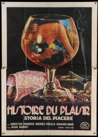 6p022 EROTIC SEX GAMES Italian 2p '79 art of sexy half-naked women reflected in wine glass!