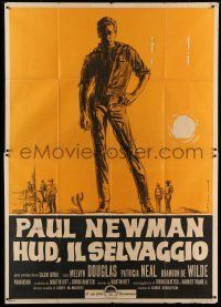 6p033 HUD Italian 2p '63 Martin Ritt classic, great different C. Timperi art of Paul Newman!