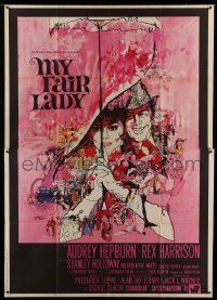 6p051 MY FAIR LADY Italian 2p R60s classic art of Audrey Hepburn & Rex Harrison by Bob Peak!