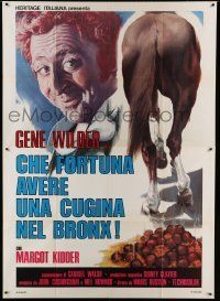 6p058 QUACKSER FORTUNE HAS A COUSIN IN THE BRONX Italian 2p '75 art of Gene Wilder by horse dung!