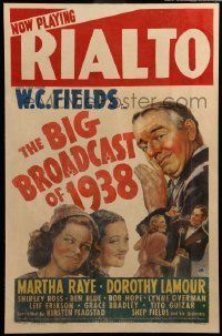 6p306 BIG BROADCAST OF 1938 WC '38 art of W.C. Fields, Dorothy Lamour, Martha Ray & Bob Hope!