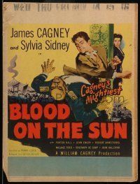 6p307 BLOOD ON THE SUN WC '45 great artwork of James Cagney in fight, plus sexy Sylvia Sidney!