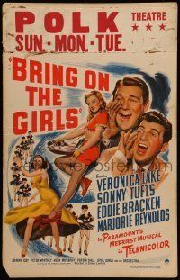 6p312 BRING ON THE GIRLS WC '44 sexy full-length Veronica Lake, Sonny Tufts, Eddie Bracken