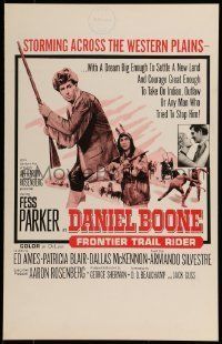 6p334 DANIEL BOONE FRONTIER TRAIL RIDER WC '66 pioneer Fess Parker in coonskin hat!