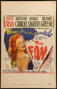 6p356 FAN WC '49 full-length art of sexy Jeanne Crain, directed by Otto Preminger!