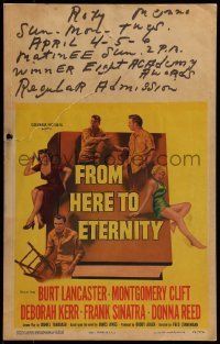 6p367 FROM HERE TO ETERNITY WC '53 Burt Lancaster, Deborah Kerr, Frank Sinatra, Donna Reed, Clift