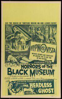 6p383 HEADLESS GHOST/HORRORS OF THE BLACK MUSEUM Benton WC '59 where no one leaves alive!