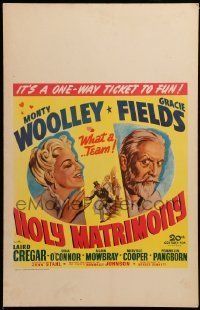 6p388 HOLY MATRIMONY WC '43 wacky romantic art of Monty Woolley & Gracie Fields!