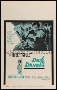 6p392 I DEAL IN DANGER WC '66 cool art of singer Robert Goulet as a spy!