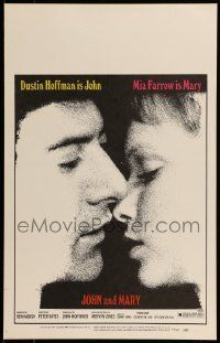 6p402 JOHN & MARY WC '69 super close image of Dustin Hoffman about to kiss Mia Farrow!