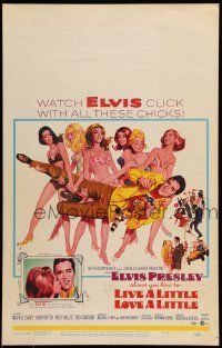 6p419 LIVE A LITTLE, LOVE A LITTLE WC '68 Robert McGinnis art of Elvis Presley & sexy beach babes!