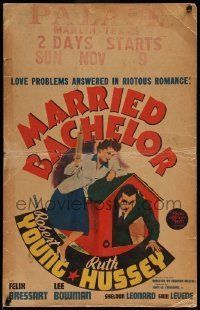 6p431 MARRIED BACHELOR WC '41 Ruth Hussey with rolling pin over Robert Young in doghouse!