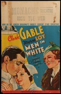 6p438 MEN IN WHITE WC '34 great art of Myrna Loy catching doctor Clark Gable with his nurse!